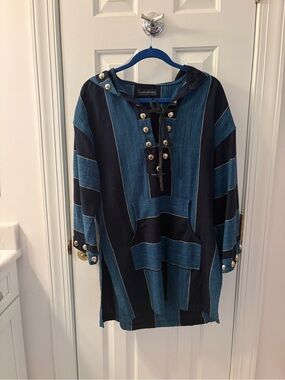 Citizens of Humanity Blue & Black Striped Hooded Tunic